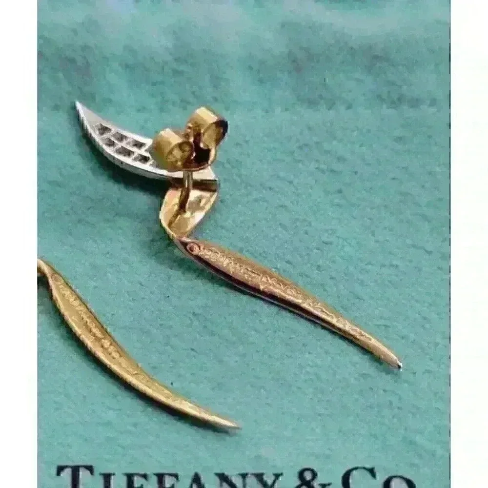 Tiffany & Co Paloma Picasso 18kt Gold Vintage Chrysalis Diamond Earrings - Picture 8 of 12